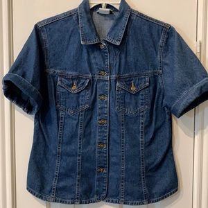 ✅BLUE JEAN DENIM BUTTON UP SHIRT W/POCKETS SZ LARGE